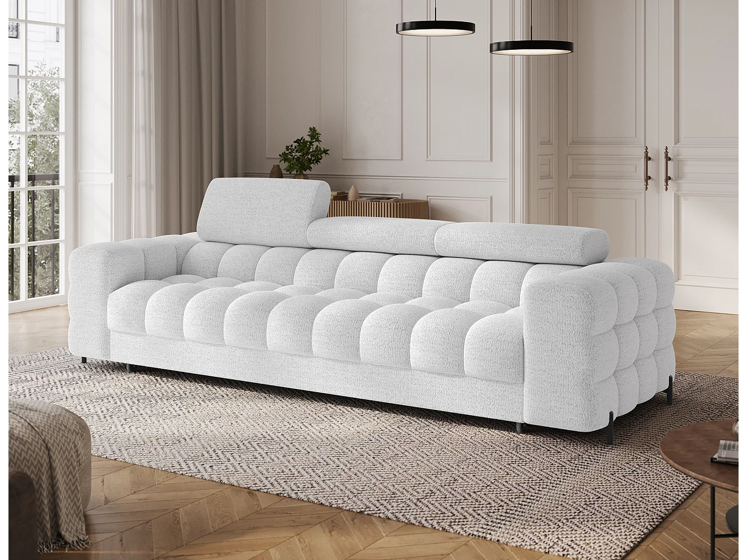 Schlafsofa/Stoffbezug/Schlaffunktion/Weiss