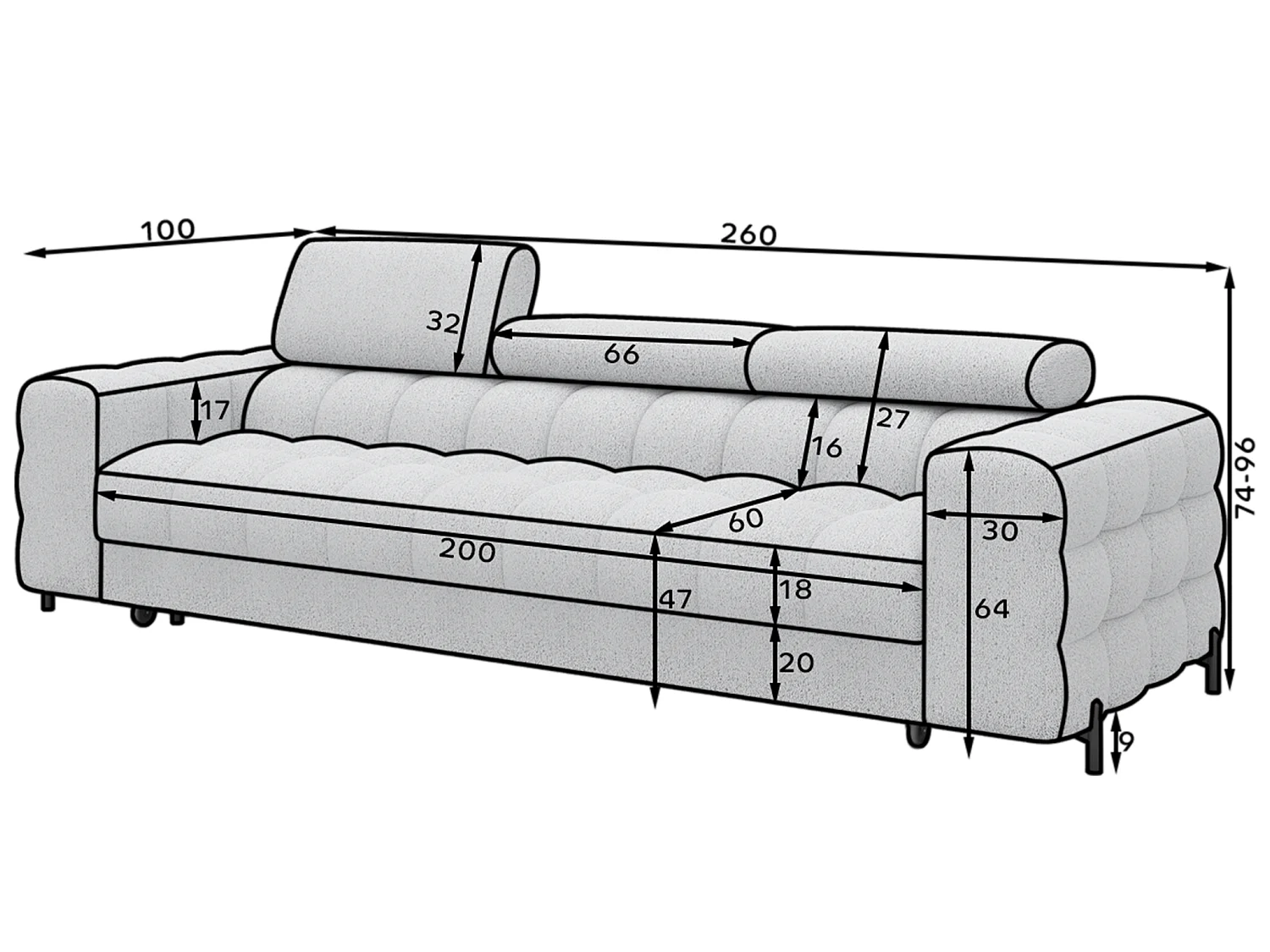 Schlafsofa/Stoffbezug/Schlaffunktion/Weiss