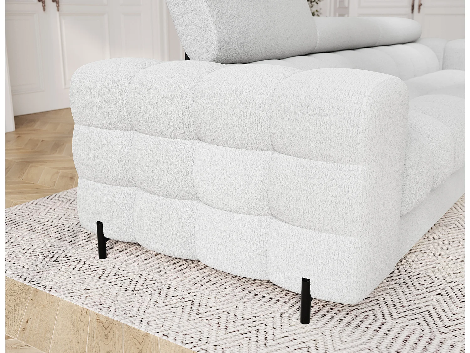 Canapé-lit/revêtement en tissu/fonction couchage/Blanc