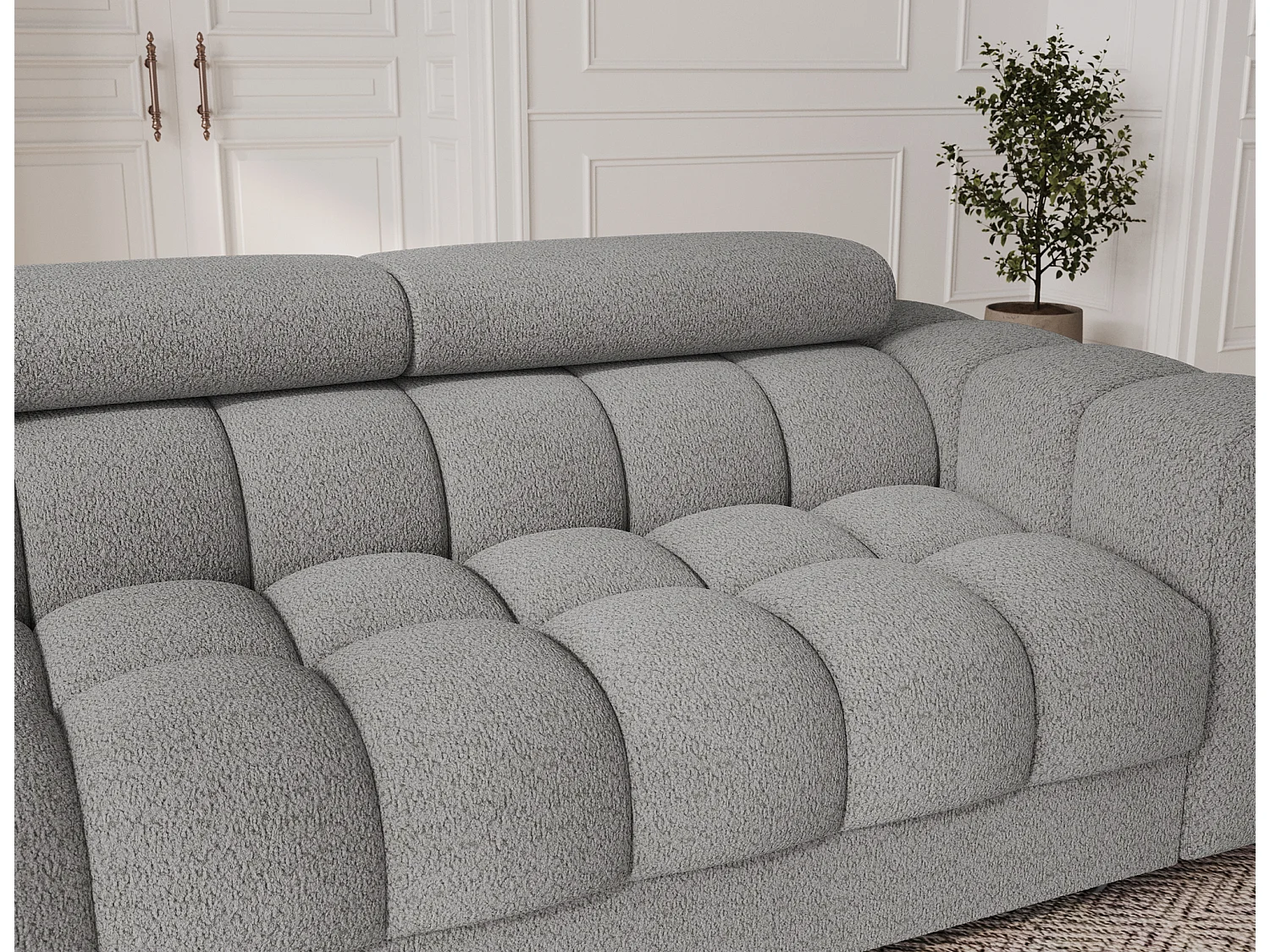 Canapé-lit/revêtement en tissu/fonction couchage/Gris