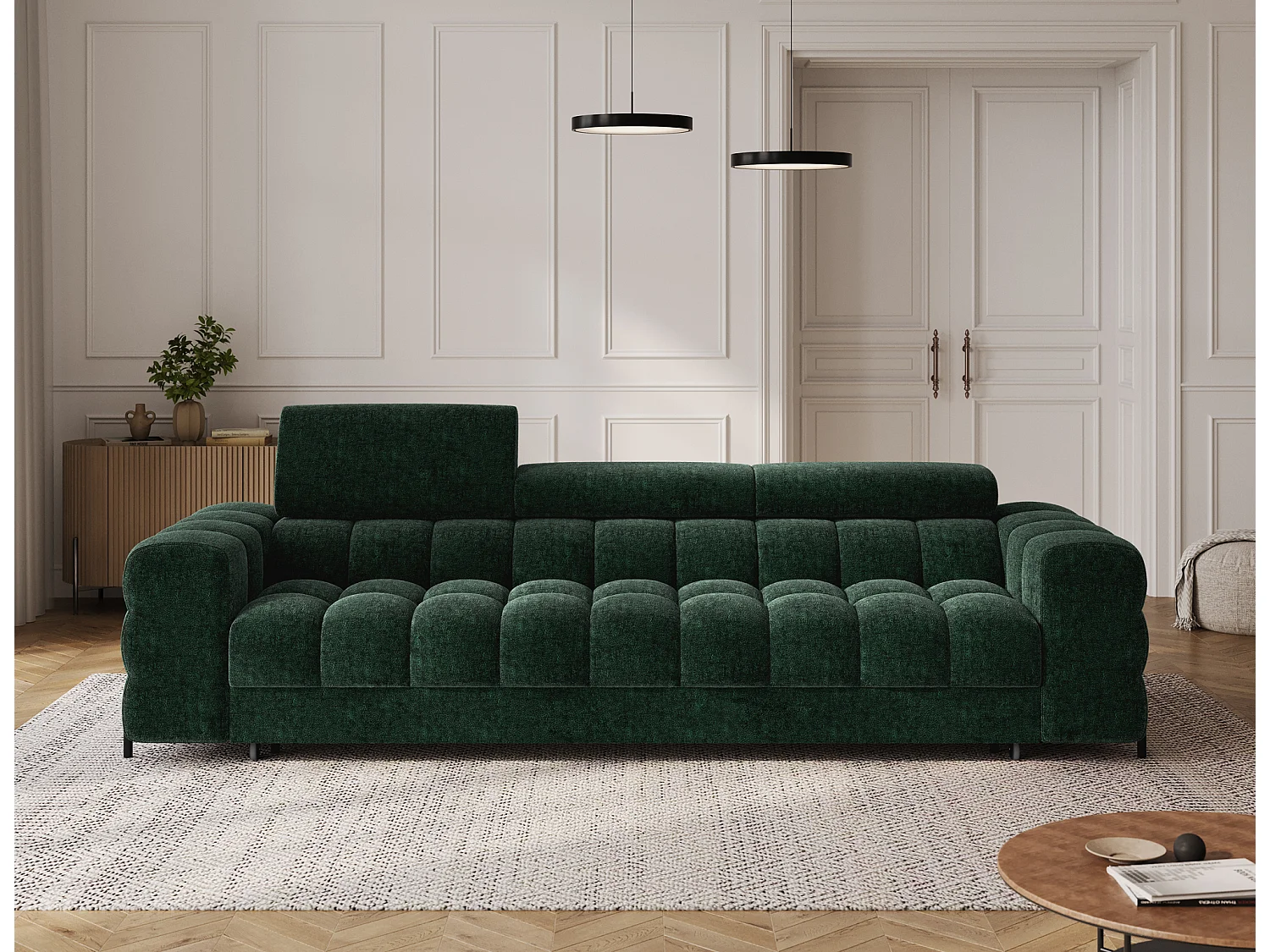 Canapé-lit/revêtement en tissu/fonction couchage/Vert