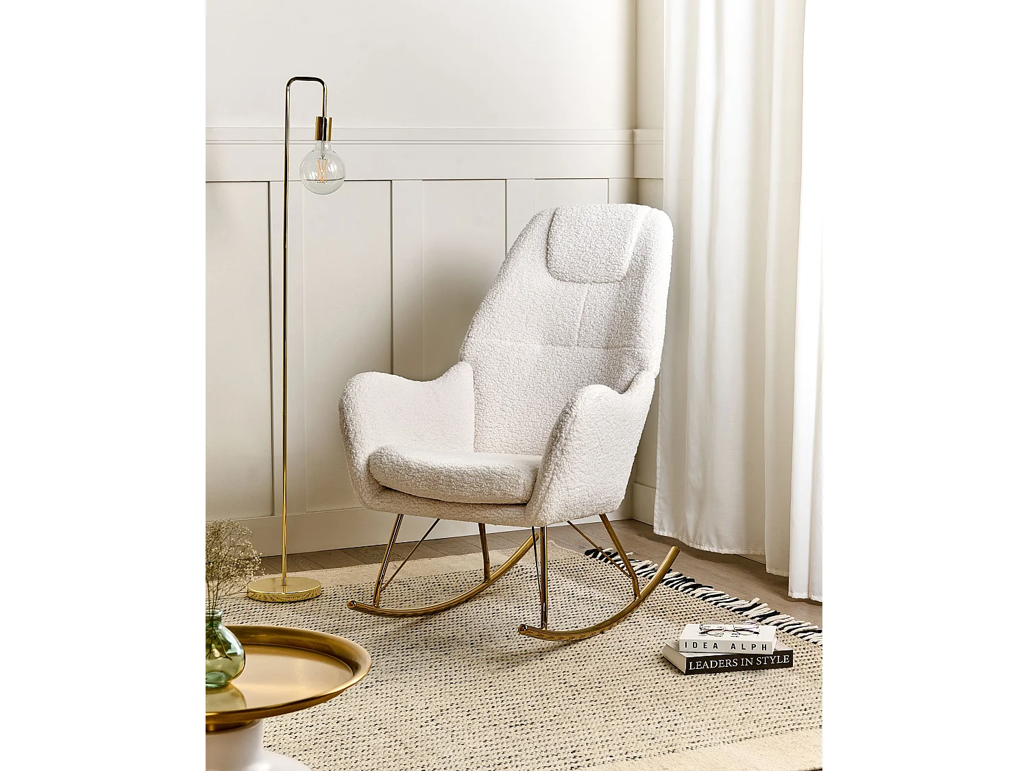 Fauteuil à bascule GULSELE Bouclé Blanc cassé