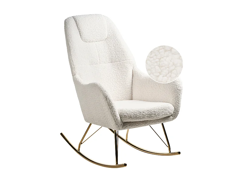 Fauteuil à bascule GULSELE Bouclé Blanc cassé