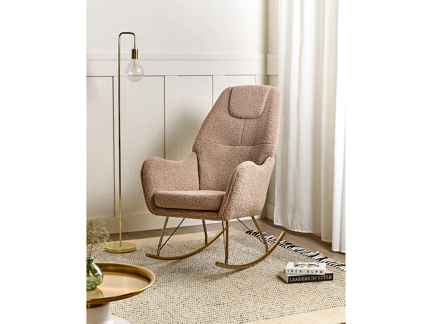 Fauteuil à bascule GULSELE Bouclé Beige