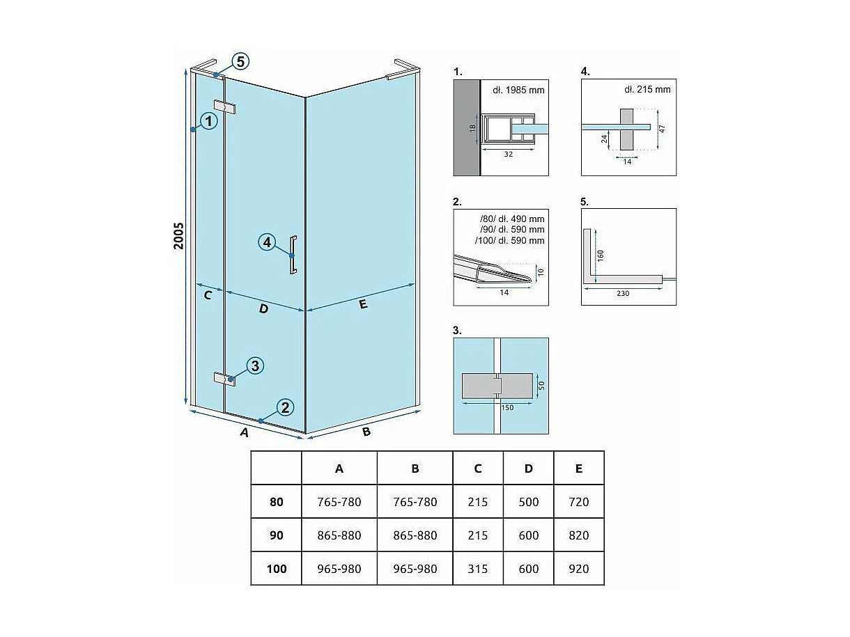Cabine De Douche Rea Hugo 100X80 Brush Copper