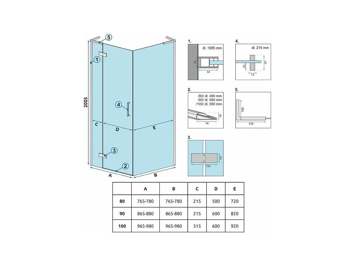 Cabine De Douche Rea Hugo 90X90 Brush Copper
