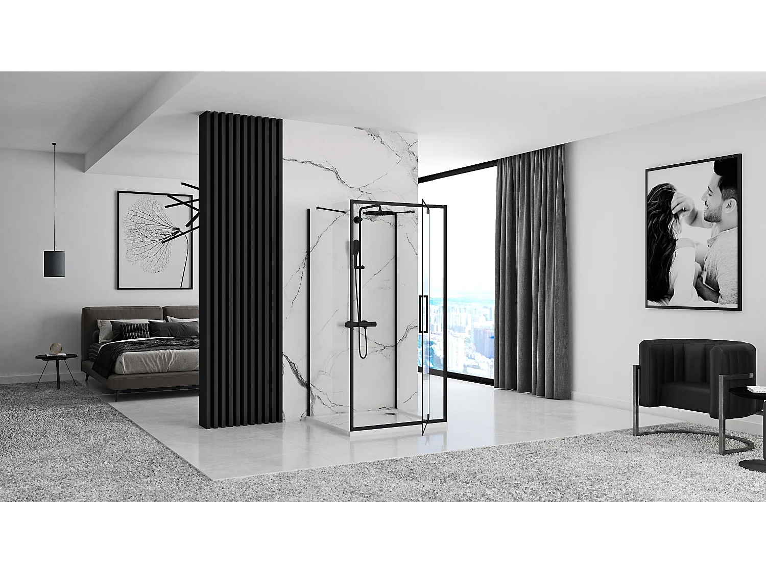 Cabine De Douche Rea Rapid Swing 70x80 Black