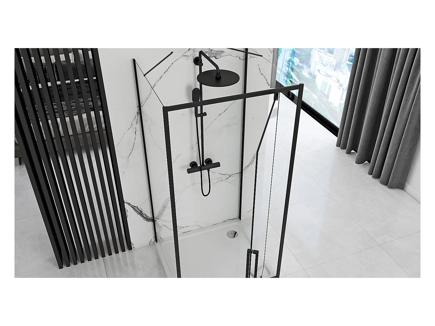 Cabina De Ducha Rea Rapid Swing 100x90 Black