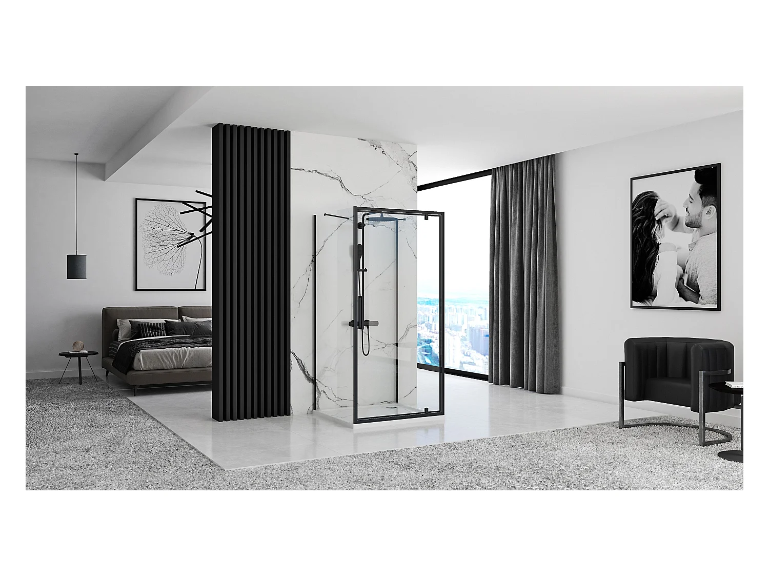 Cabina De Ducha Rea Rapid Swing 100x80 Black