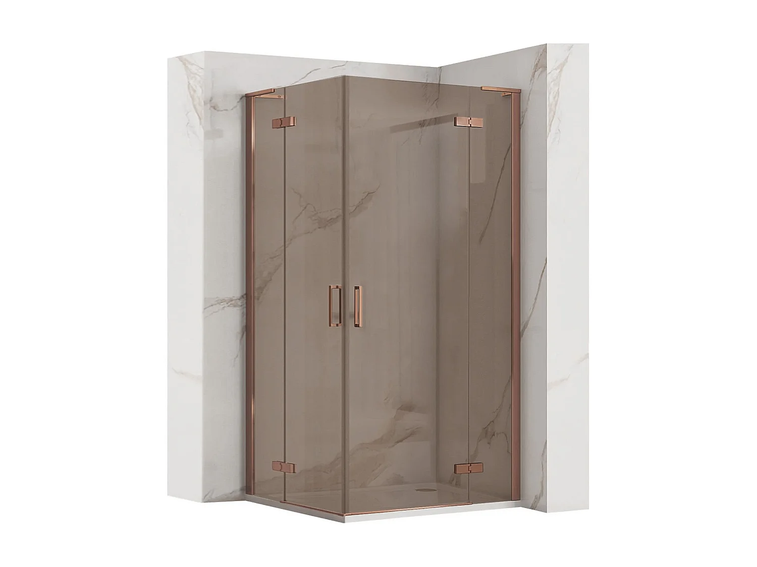 hörnduschkabin Rea HUGO DOUBLE borstad brun/koppar 90x90