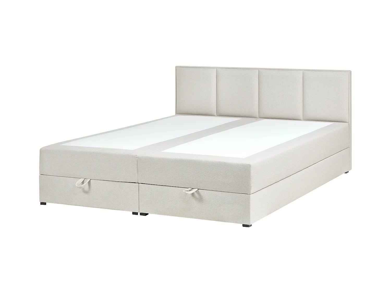 Lit boxspring avec rangement Tissu BARONET 180 x 200 cm Blanc cassé