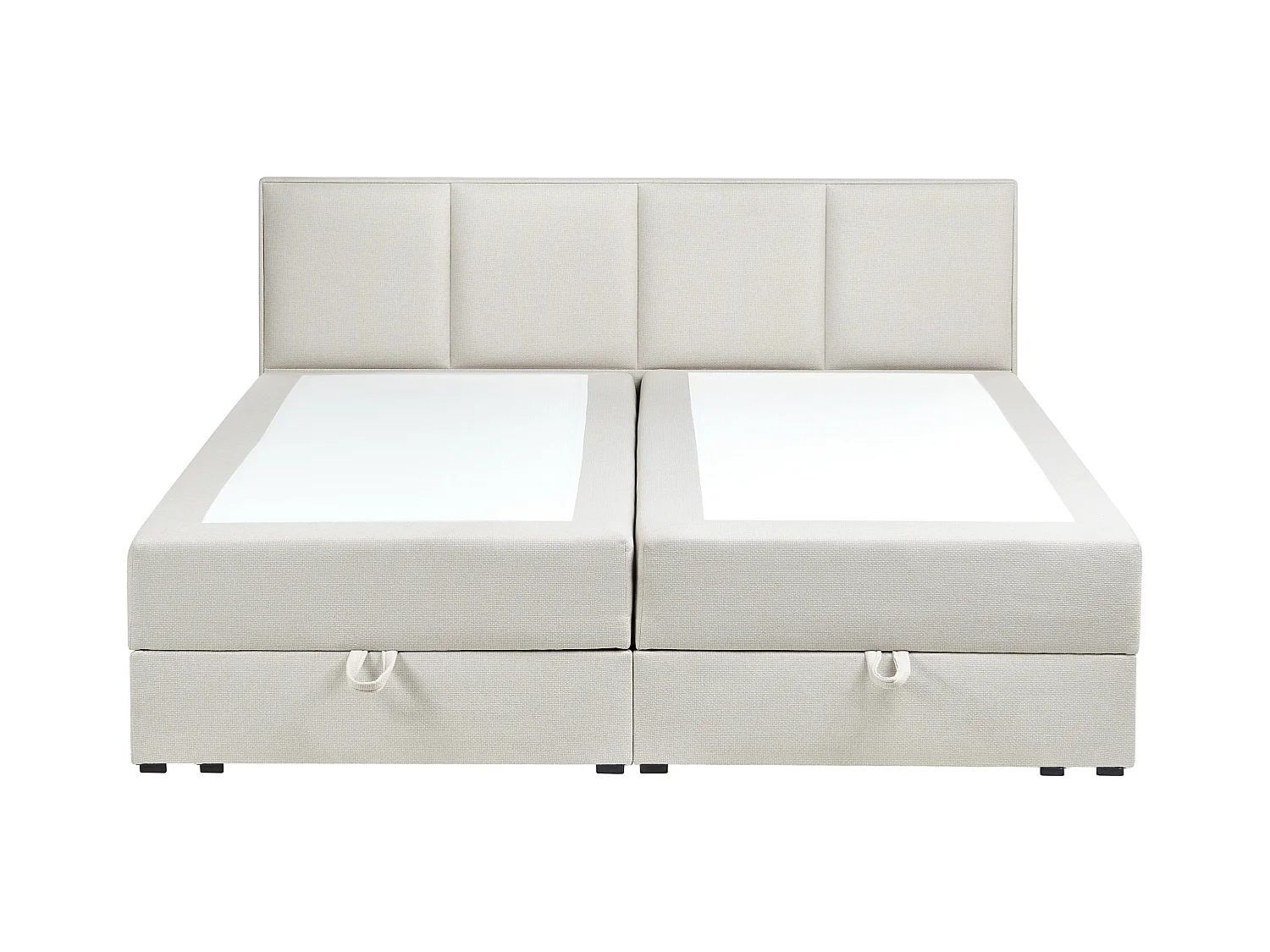 Lit boxspring avec rangement Tissu BARONET 180 x 200 cm Blanc cassé
