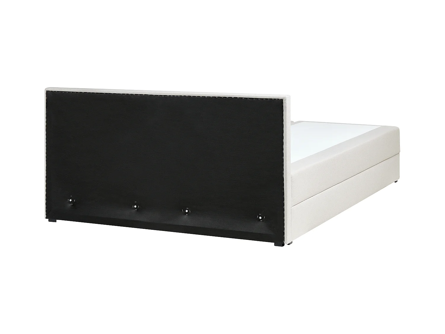 Lit boxspring avec rangement Tissu BARONET 180 x 200 cm Blanc cassé