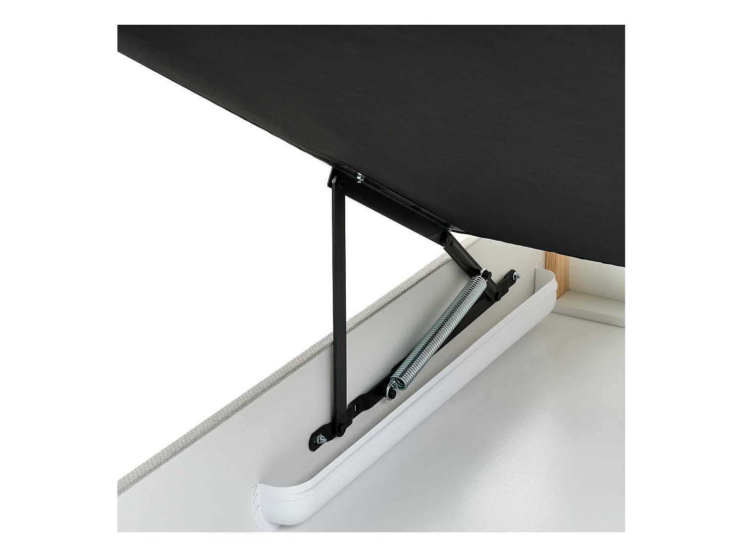 Lit boxspring avec rangement Tissu BARONET 180 x 200 cm Blanc cassé