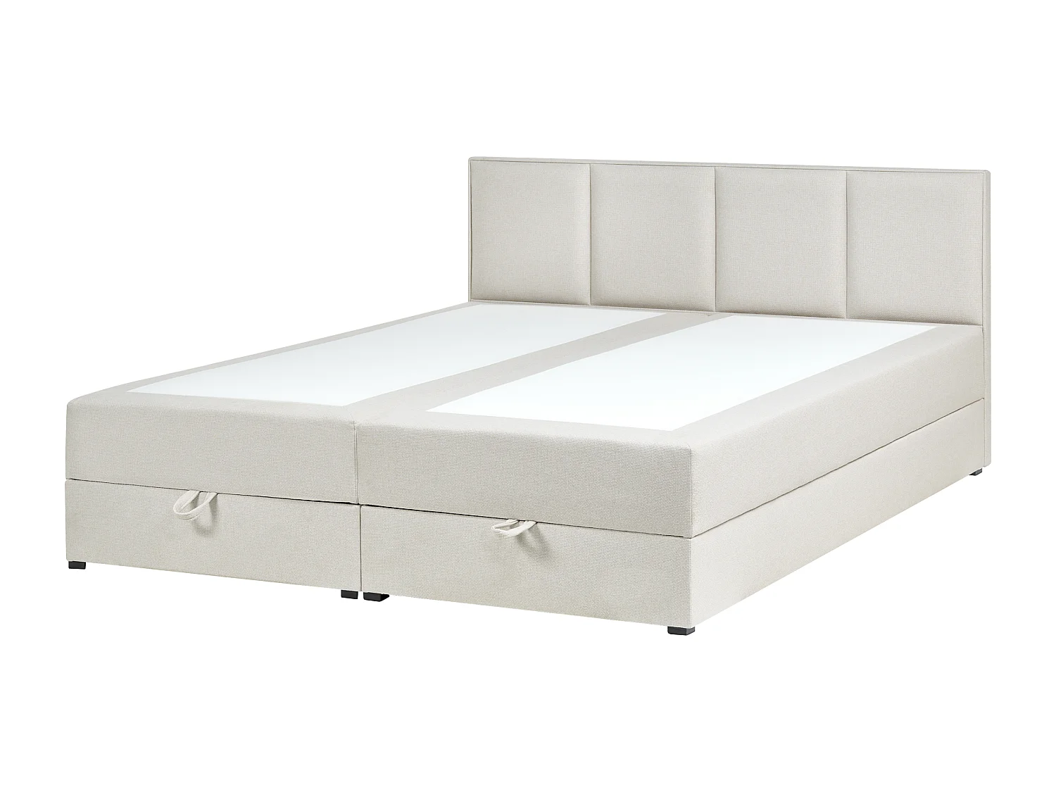 Lit boxspring avec rangement Tissu BARONET 180 x 200 cm Blanc cassé