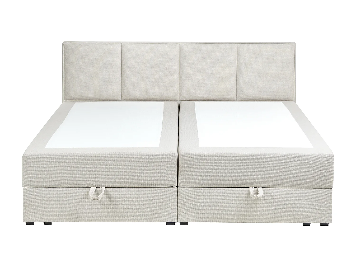 Lit boxspring avec rangement Tissu BARONET 180 x 200 cm Blanc cassé