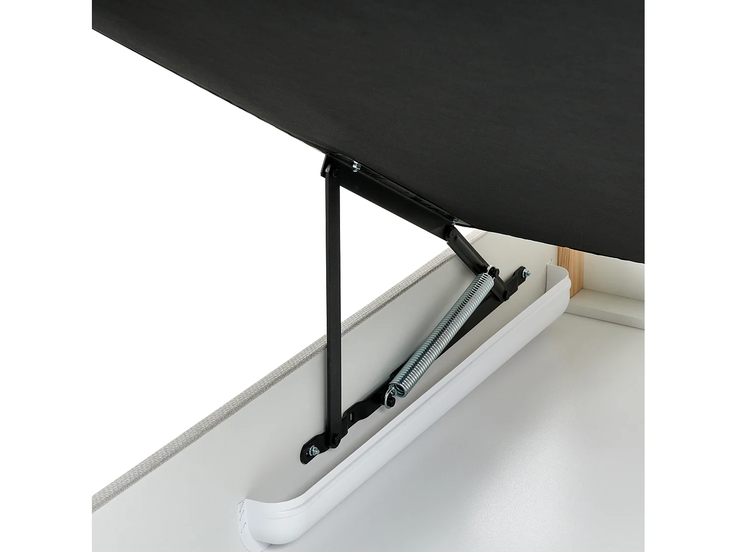 Lit boxspring avec rangement Tissu BARONET 180 x 200 cm Blanc cassé