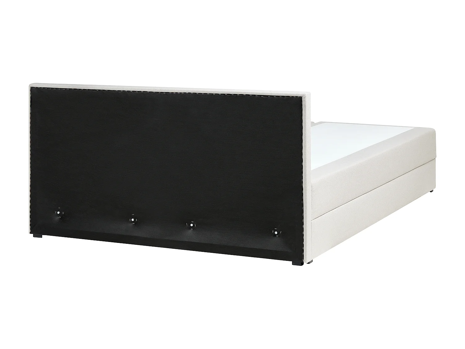 Lit boxspring avec rangement Tissu BARONET 180 x 200 cm Blanc cassé
