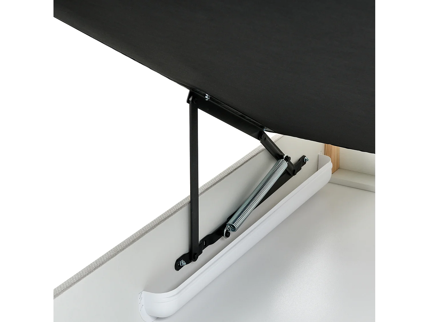 Lit boxspring avec rangement Tissu BARONET 180 x 200 cm Blanc cassé