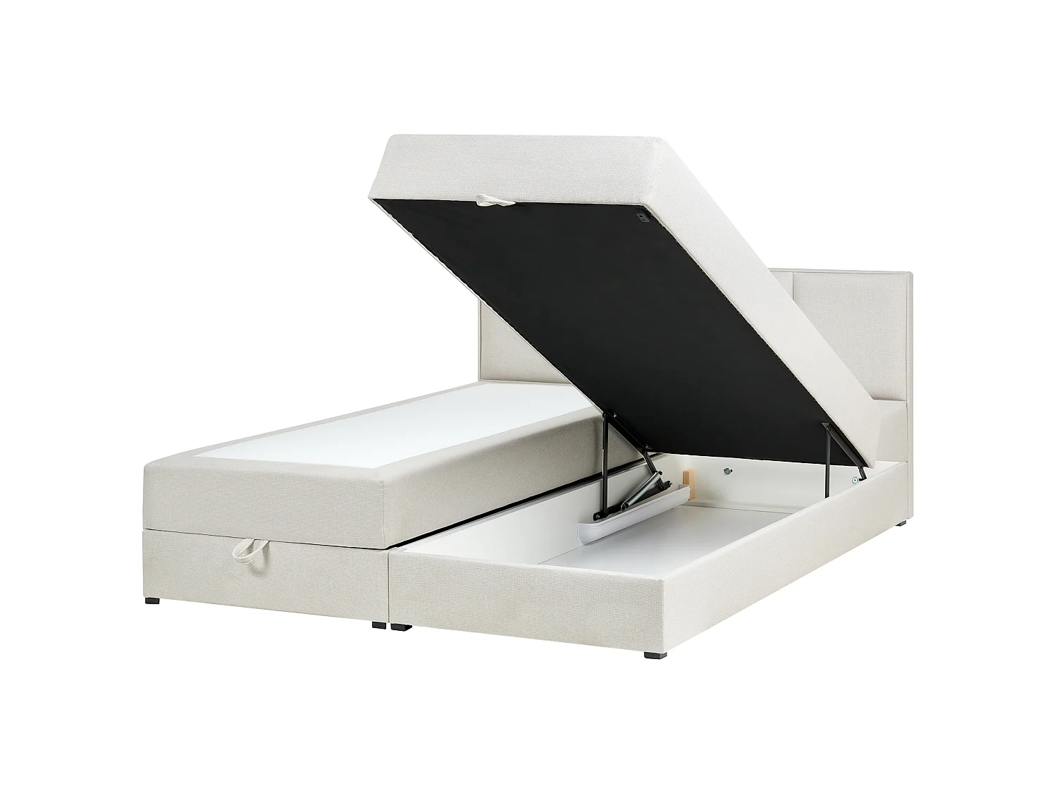 Divan Bed with Storage BARONET Fabric Off-White 180 x 200 cm (EU Super King)