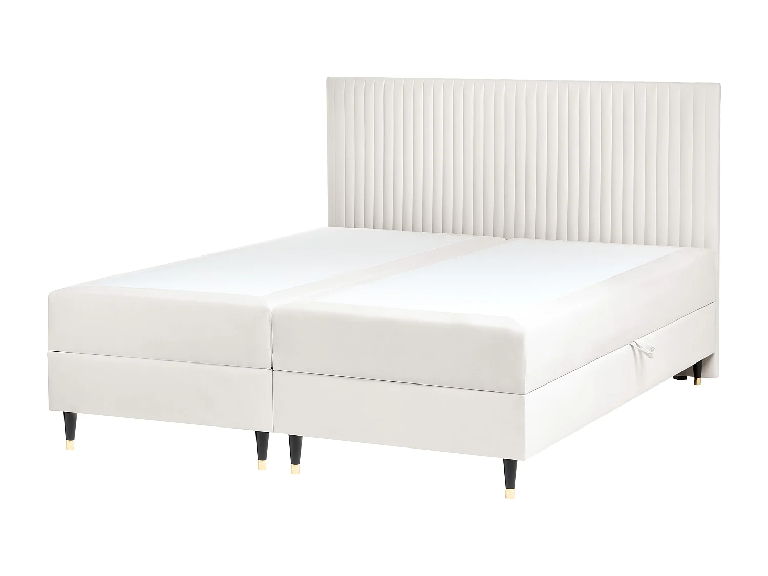 Lit boxspring avec rangement Velours DAME 180 x 200 cm Blanc cassé