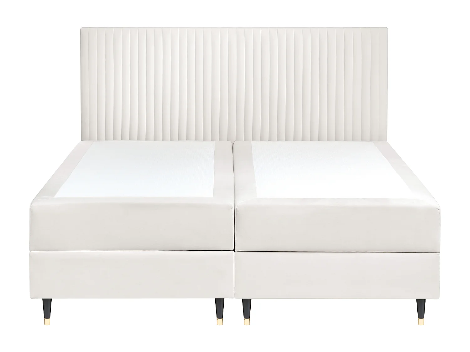 Lit boxspring avec rangement Velours DAME 180 x 200 cm Blanc cassé