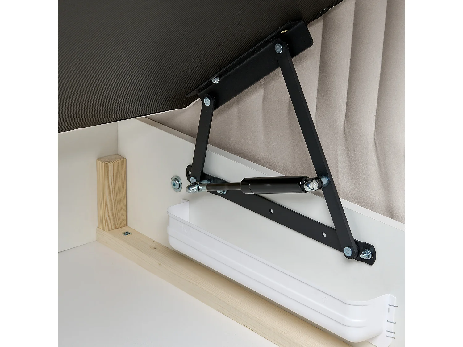 Lit boxspring avec rangement Velours DAME 180 x 200 cm Blanc cassé