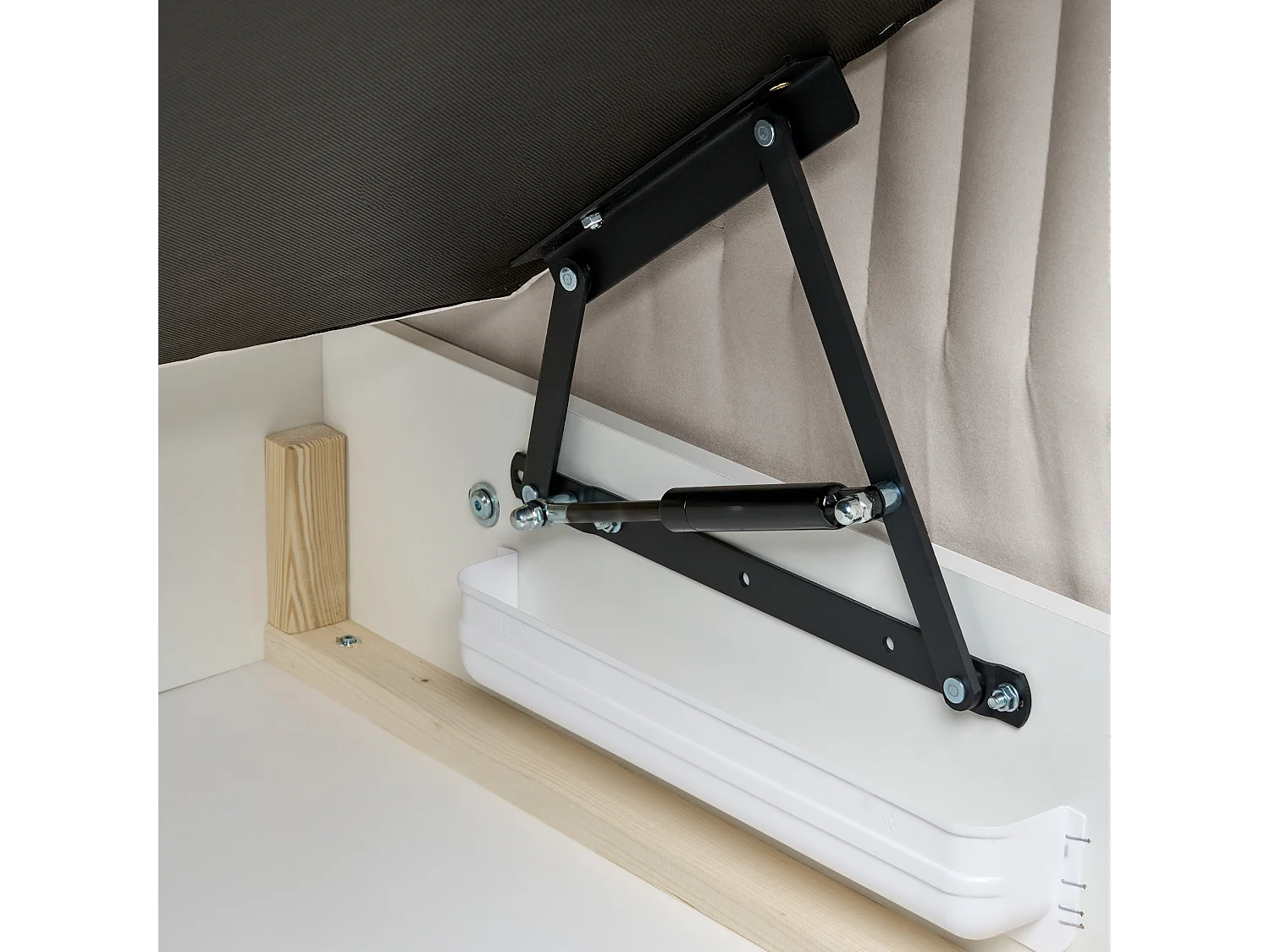 Lit boxspring avec rangement Velours DAME 180 x 200 cm Blanc cassé