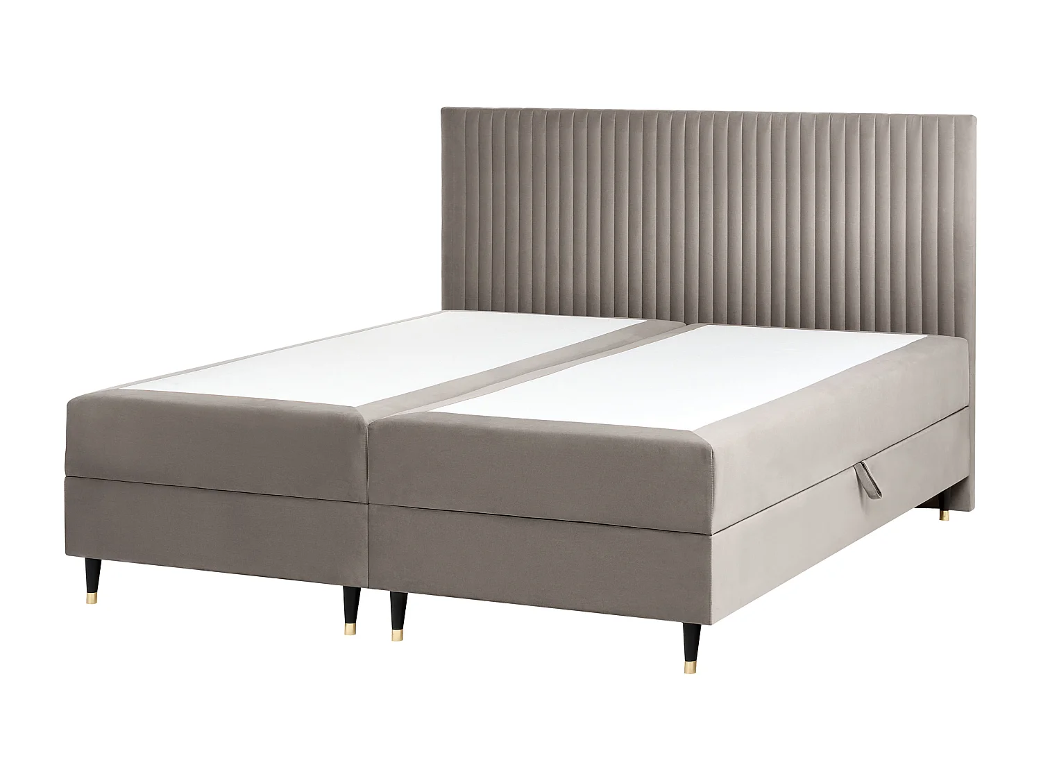 Lit boxspring avec rangement Velours DAME 180 x 200 cm Taupe