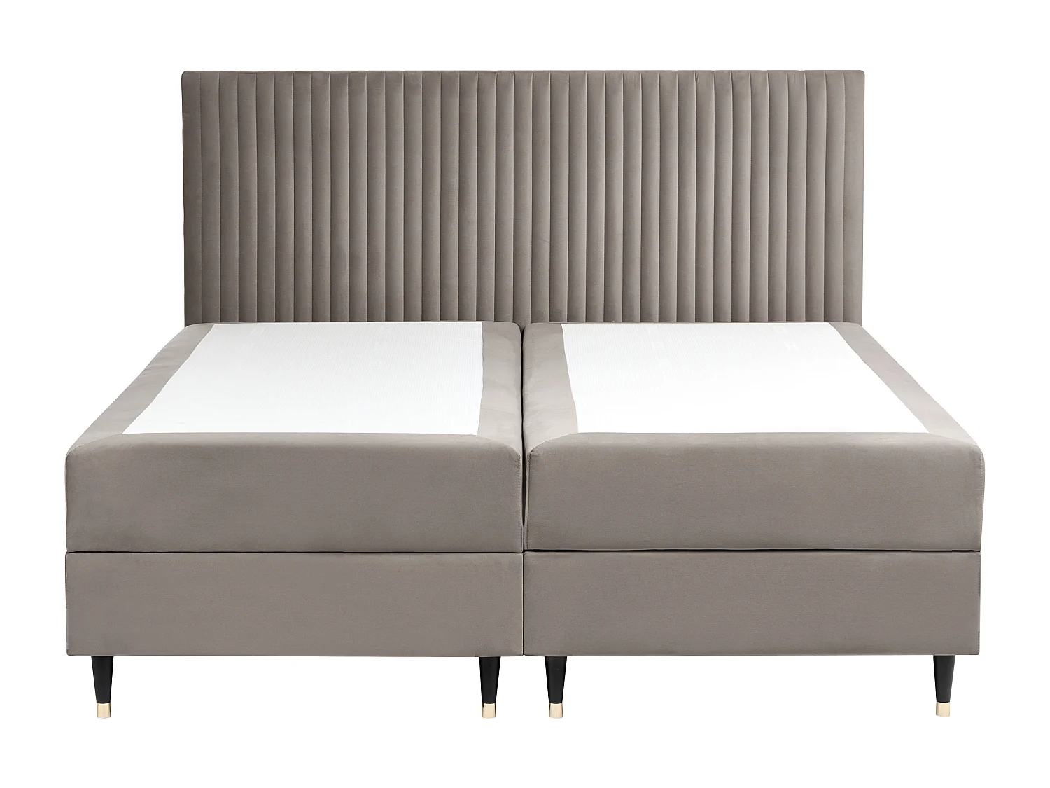 Lit boxspring avec rangement Velours DAME 180 x 200 cm Taupe