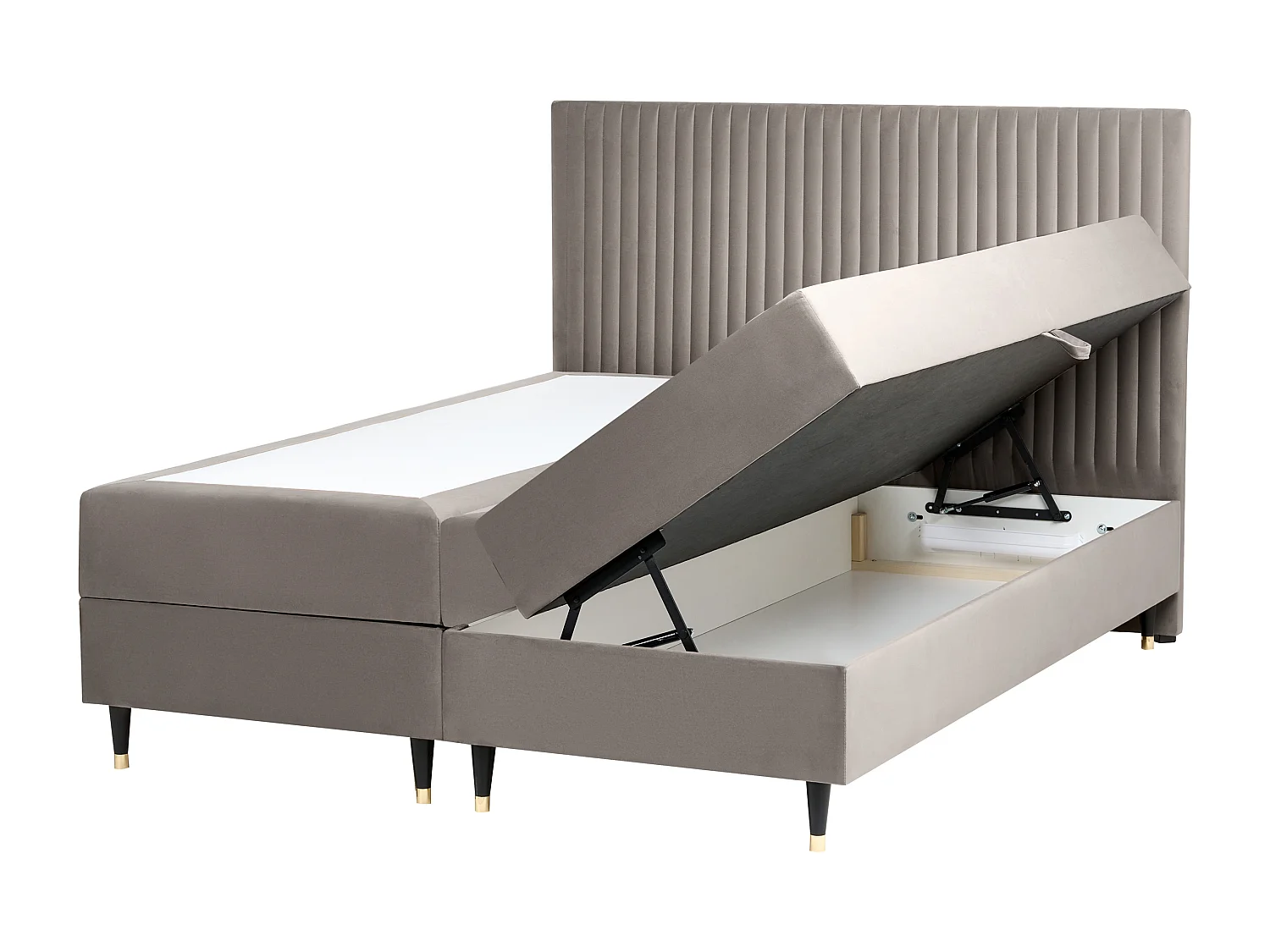 Lit boxspring avec rangement Velours DAME 160 x 200 cm Taupe