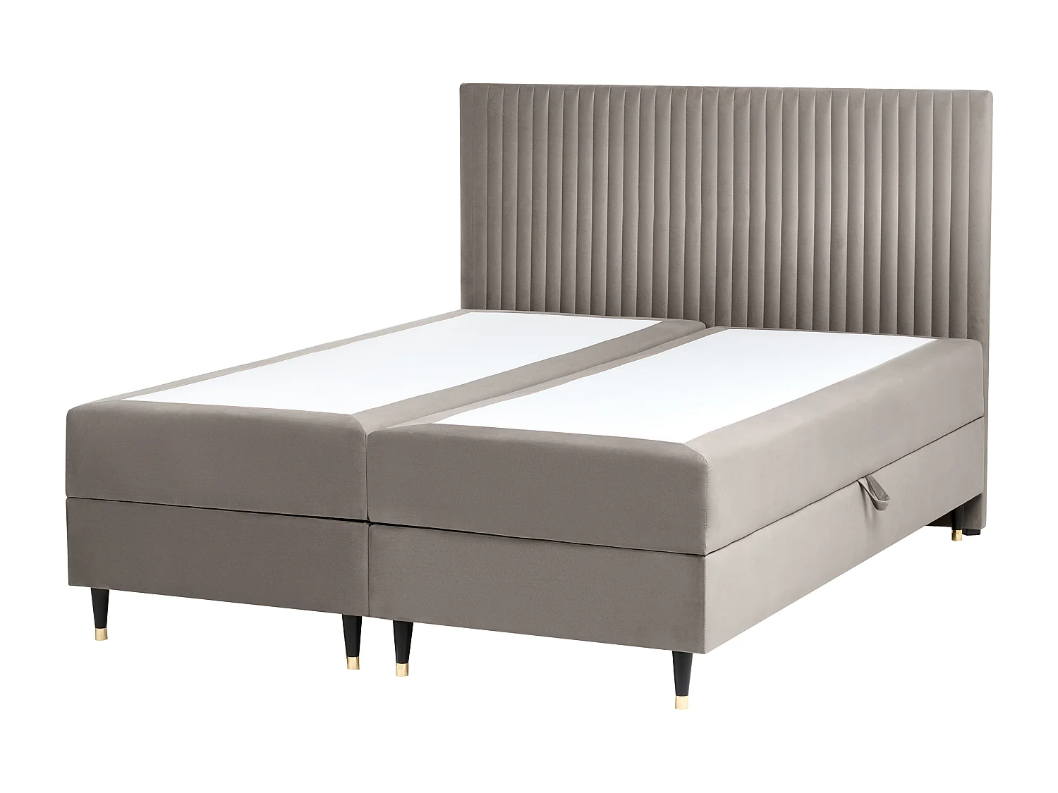 Lit boxspring avec rangement Velours DAME 160 x 200 cm Taupe