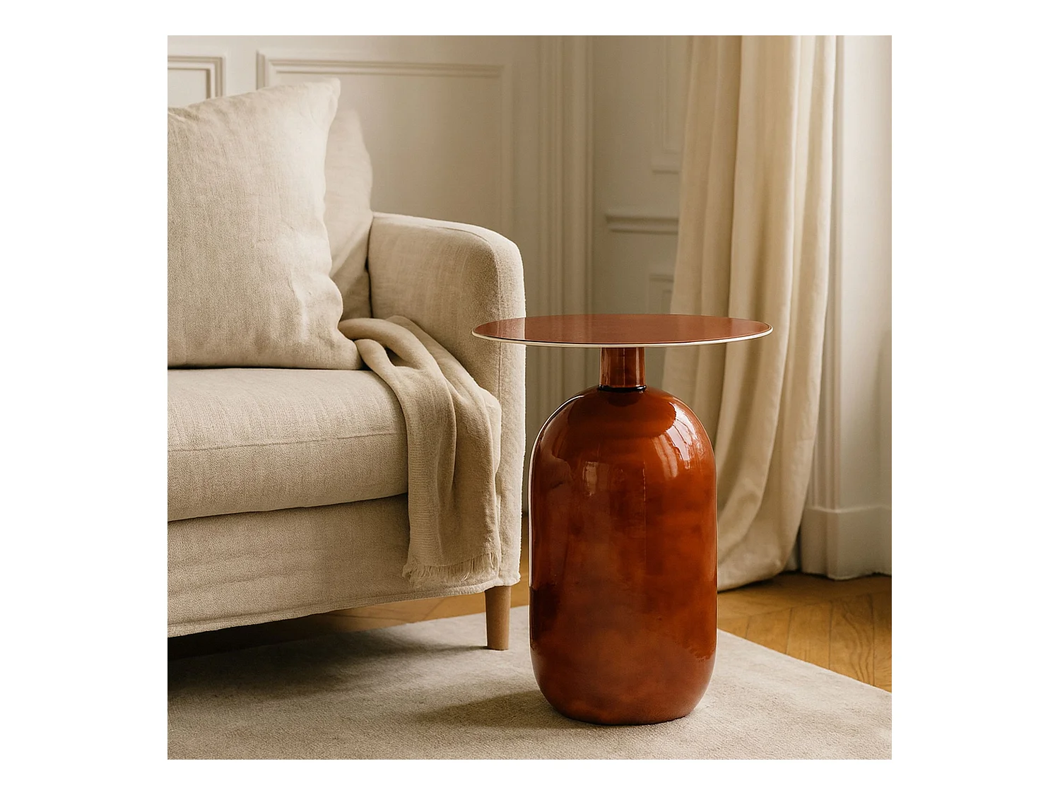 Now's Home - Meuble D'appoint En Metal Emaille Terracotta 40x40x52cm Bodo