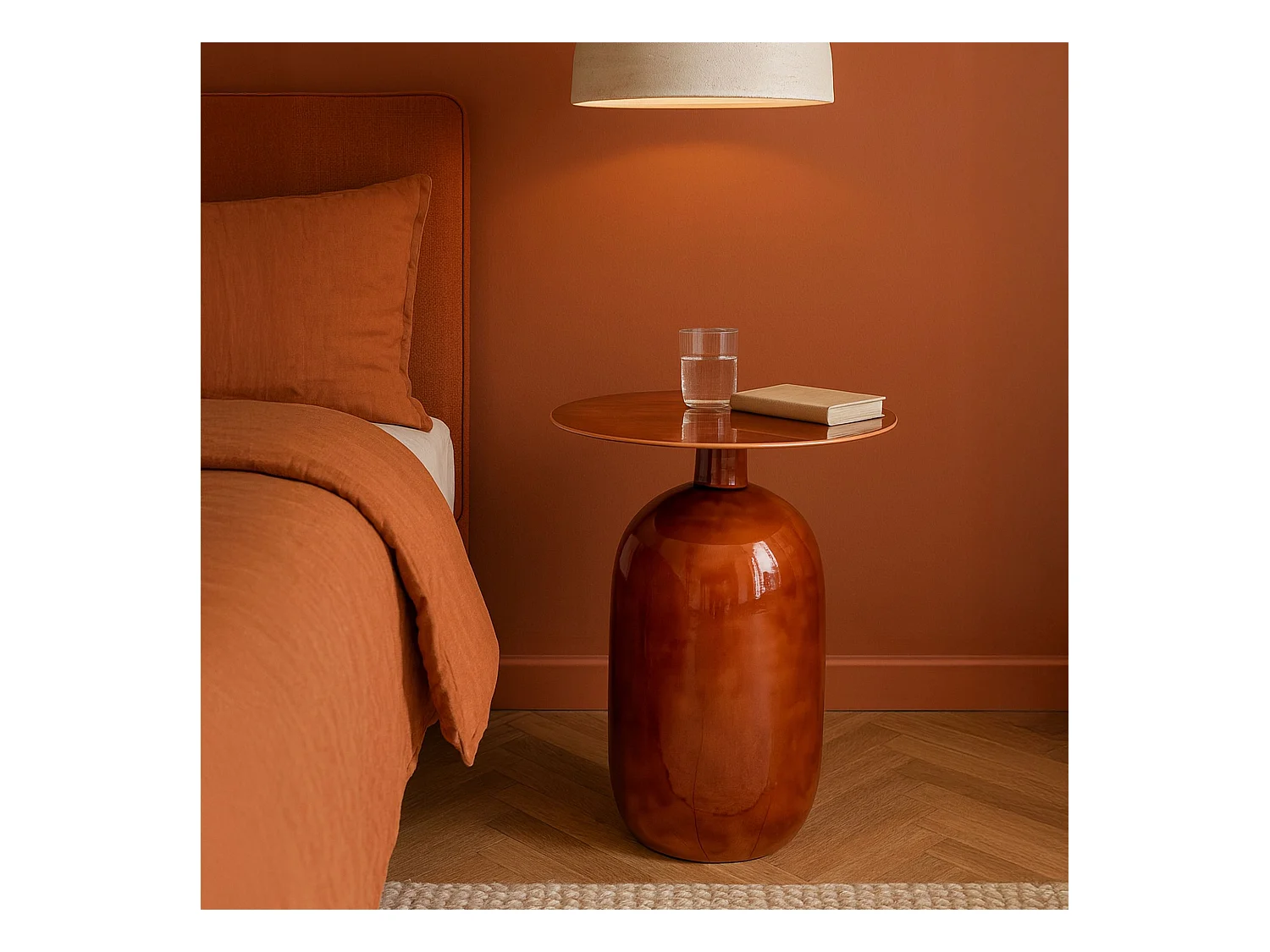 Now's Home - Meuble D'appoint En Metal Emaille Terracotta 40x40x52cm Bodo