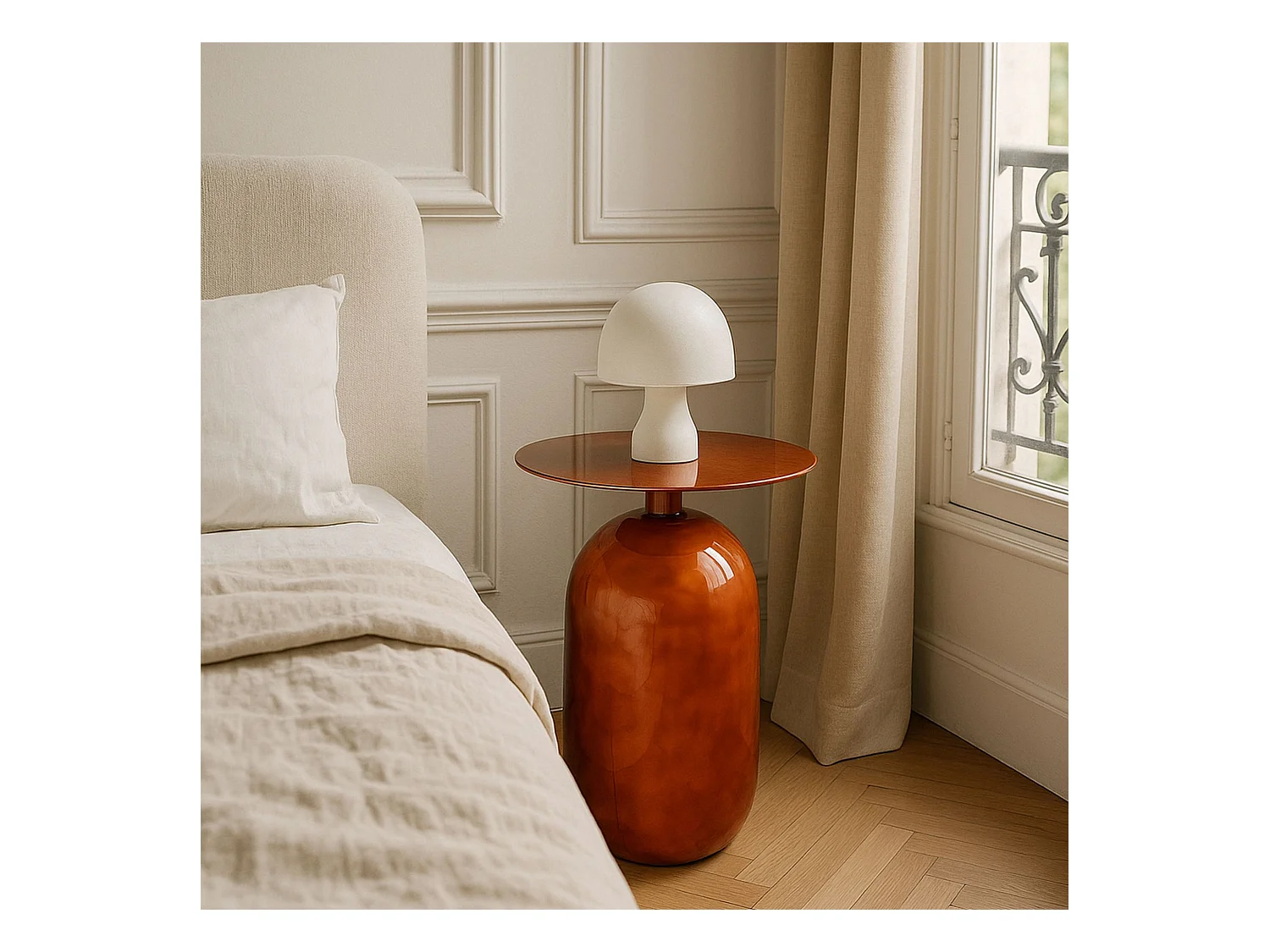 Now's Home - Meuble D'appoint En Metal Emaille Terracotta 40x40x52cm Bodo