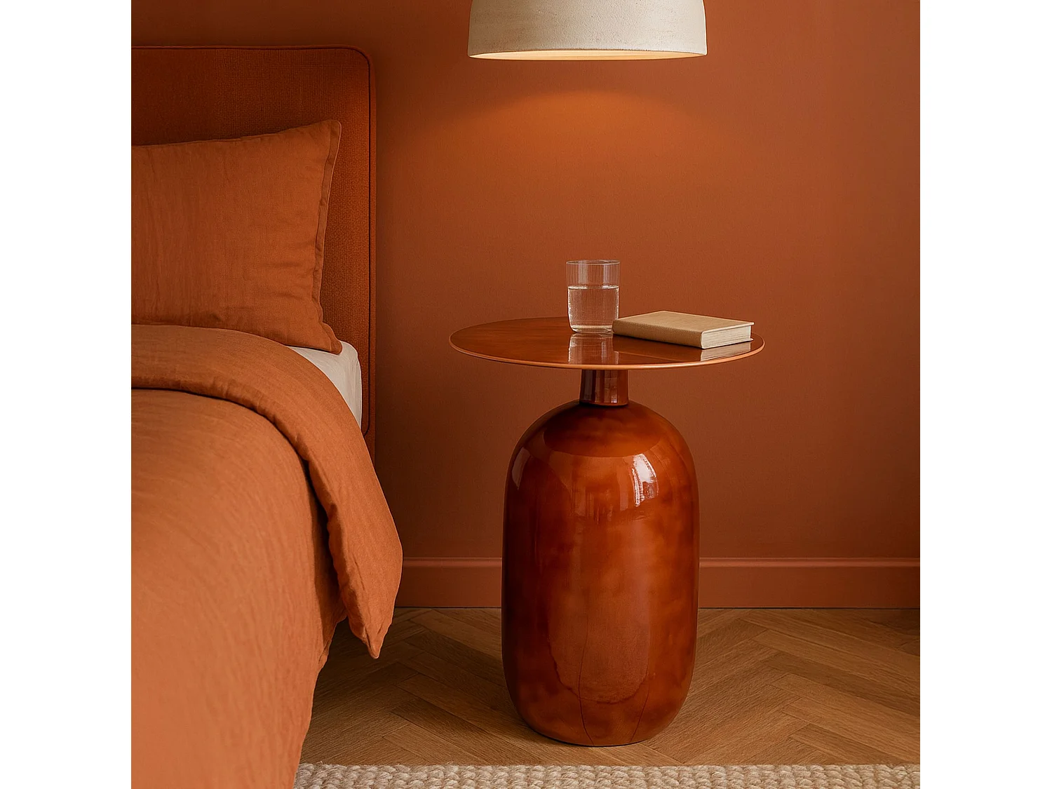 Now's Home - Meuble D'appoint En Métal émaillé Terracotta 40x40x52cm Bodo