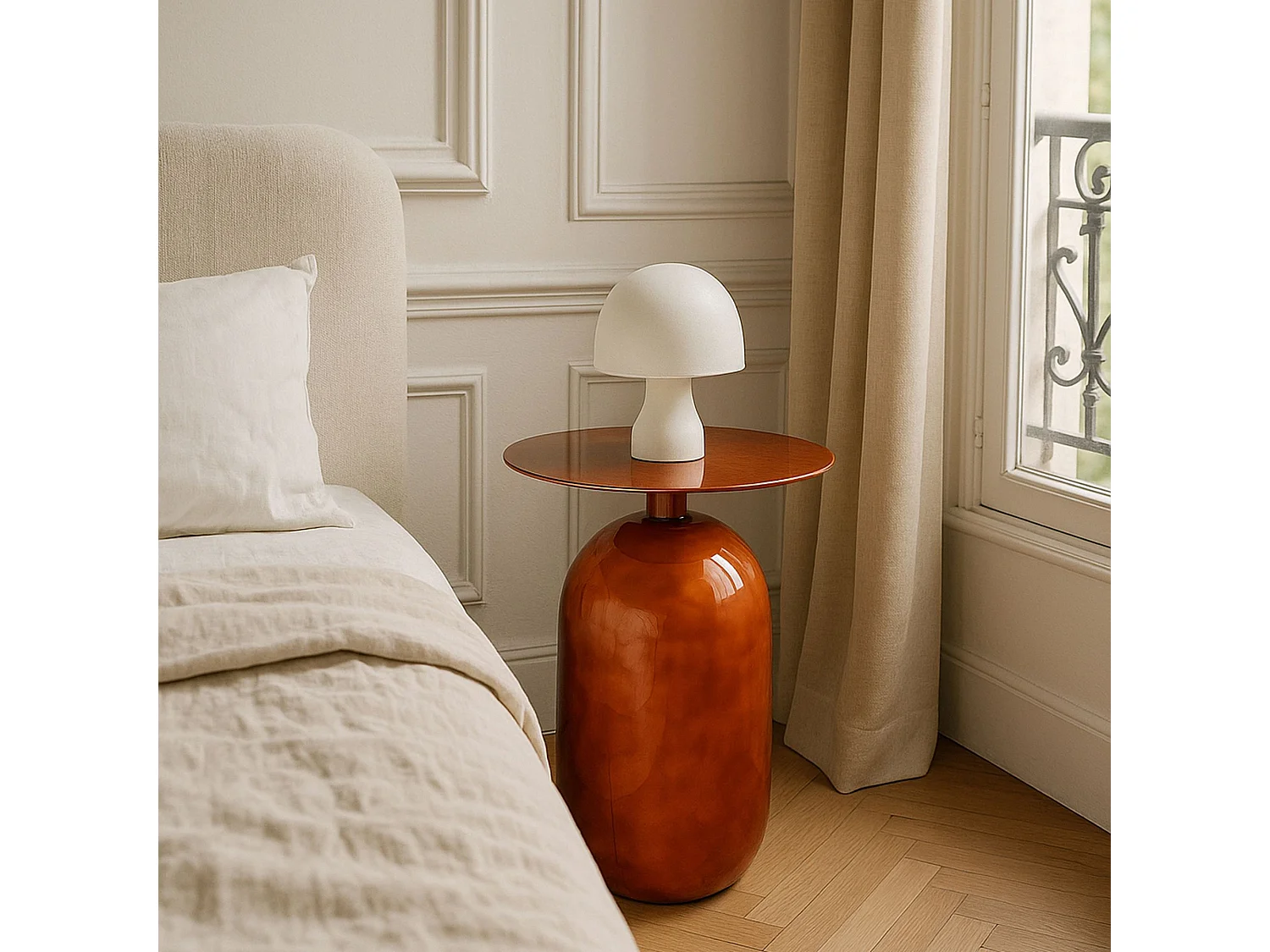 Now's Home - Meuble D'appoint En Métal émaillé Terracotta 40x40x52cm Bodo