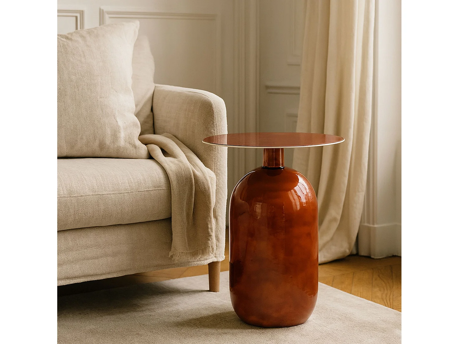 Now's Home - Meuble D'appoint En Métal émaillé Terracotta 40x40x52cm Bodo