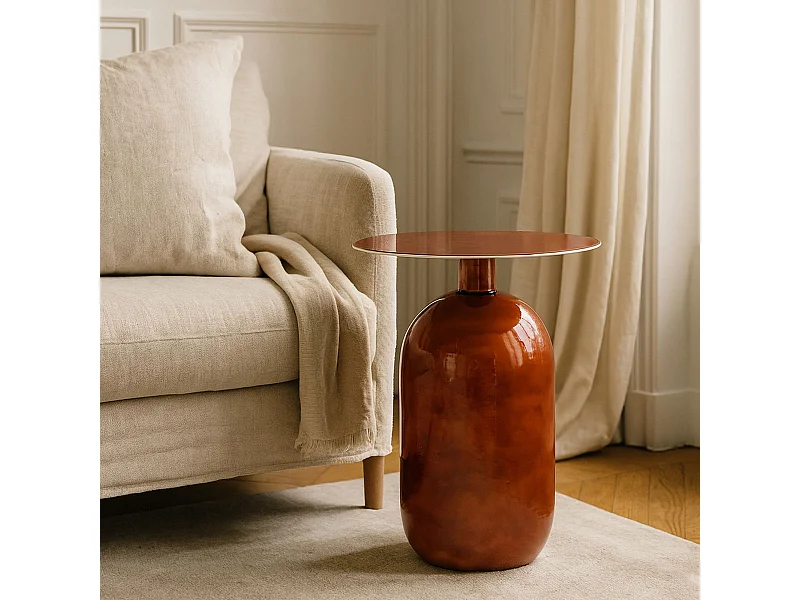 Now's Home - Meuble D'appoint En Métal émaillé Terracotta 40x40x52cm Bodo