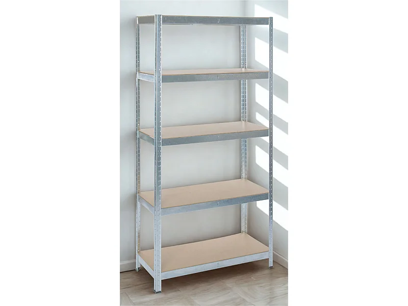 Rack en métal MDF/GALVA 180 x 90 x 50 cm - 5 étagères - Montage facile sans boulons