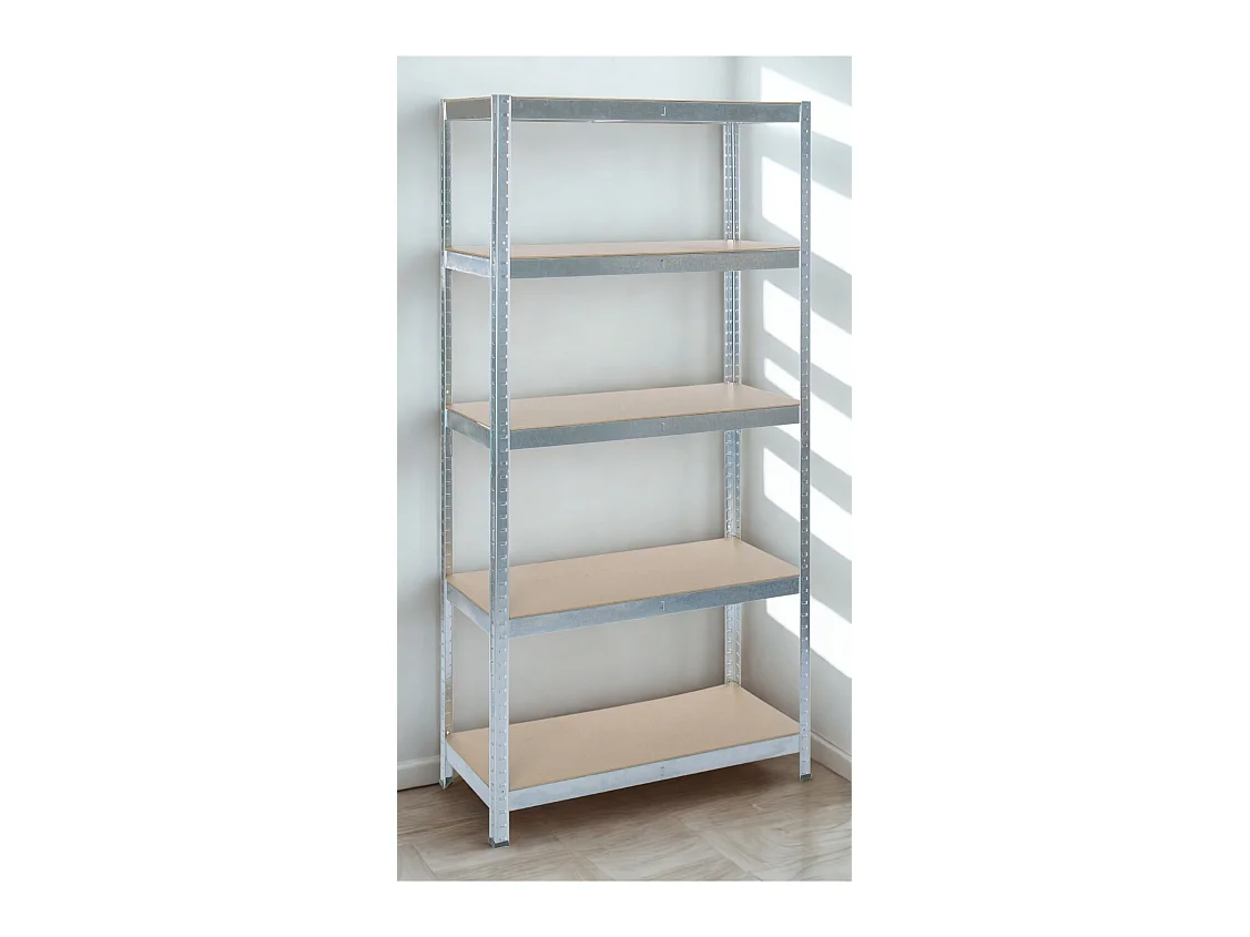 Rack en métal MDF/GALVA 180 x 90 x 50 cm - 5 étagères - Montage facile sans boulons