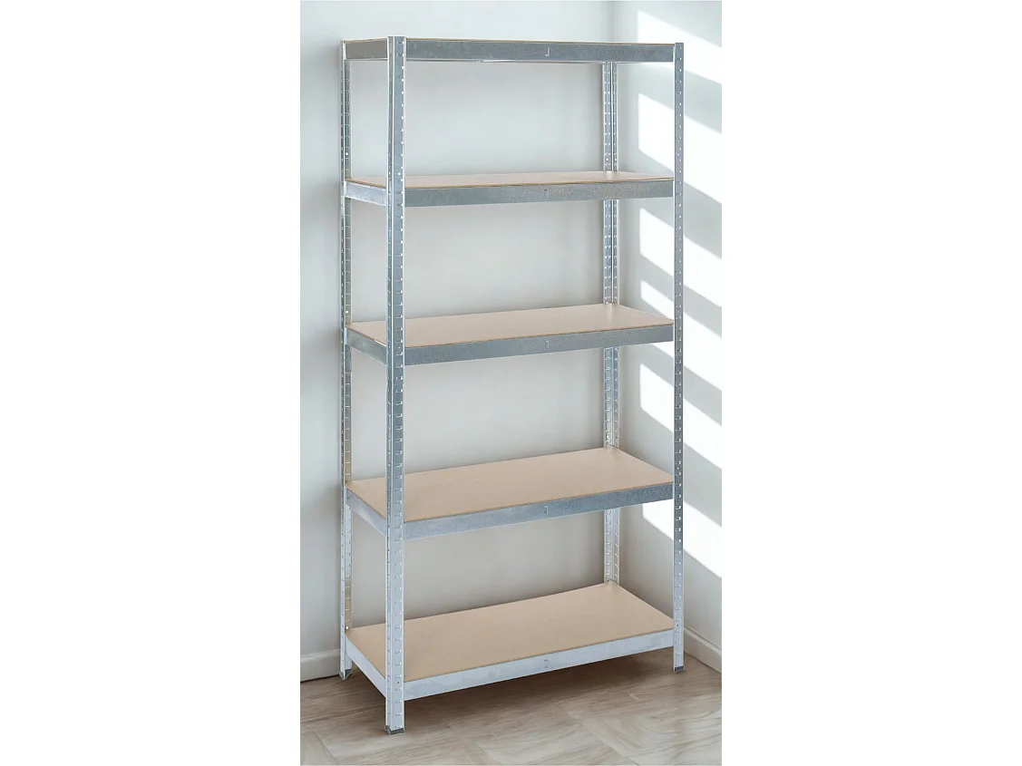 Rack en métal MDF/GALVA 180 x 90 x 50 cm - 5 étagères - Montage facile sans boulons