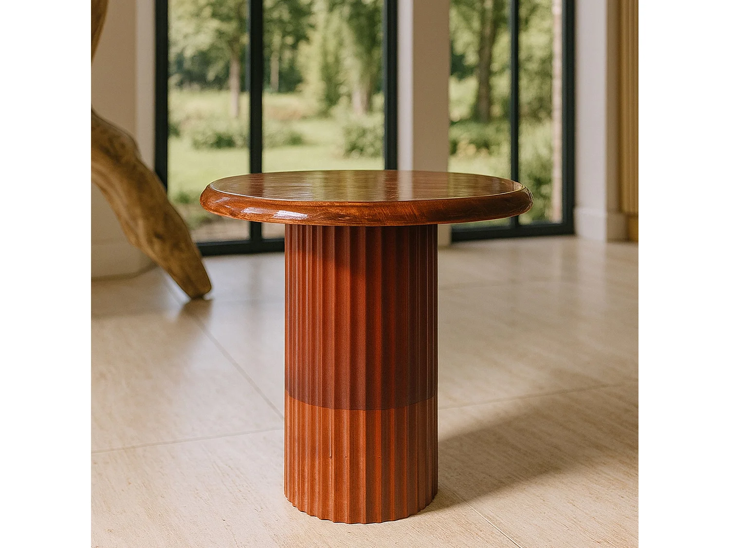 Now's Home - Meuble D'appoint En Bois Manguier/metal Emaille Marron 40x40x42cm Alta