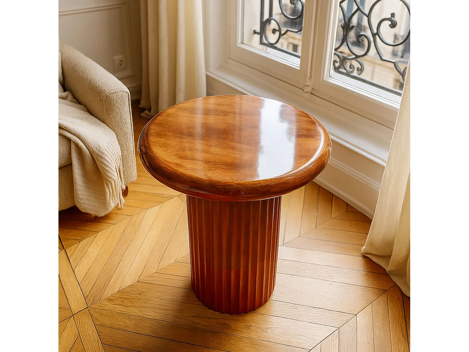 Now's Home - Meuble D'appoint En Bois Manguier/métal émaillé Marron 40x40x42cm Alta