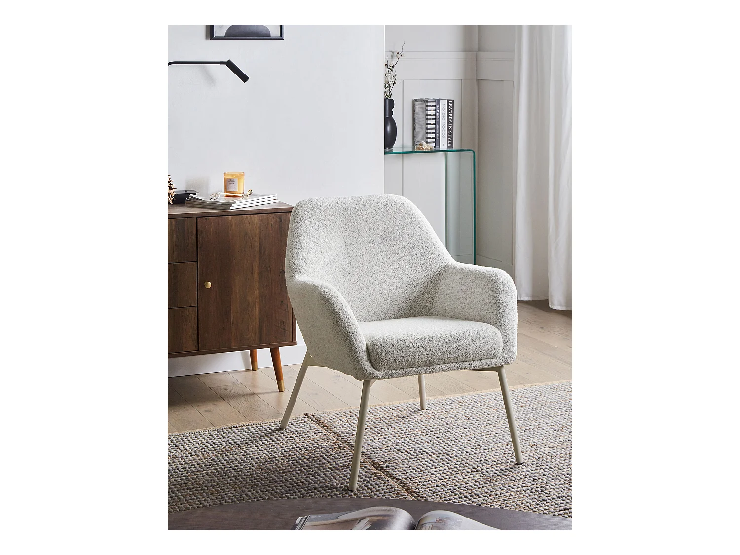 Fauteuil JABRO Tissu Blanc cassé