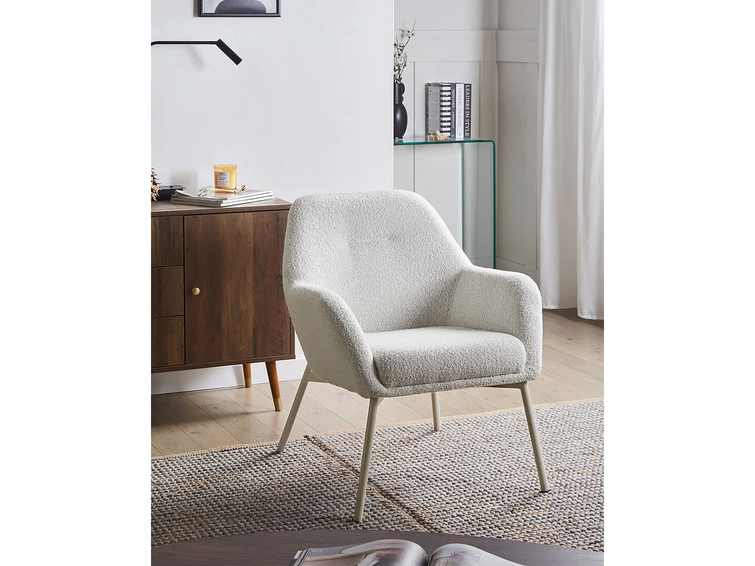 Fauteuil JABRO Tissu Blanc cassé