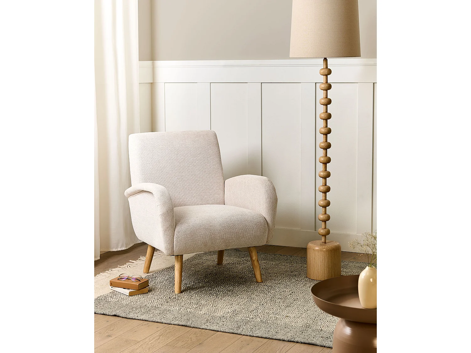 Armchair PLASSEN Fabric Light Beige