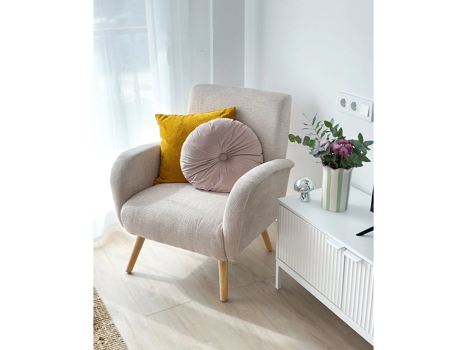 Fauteuil PLASSEN Tissu Beige clair