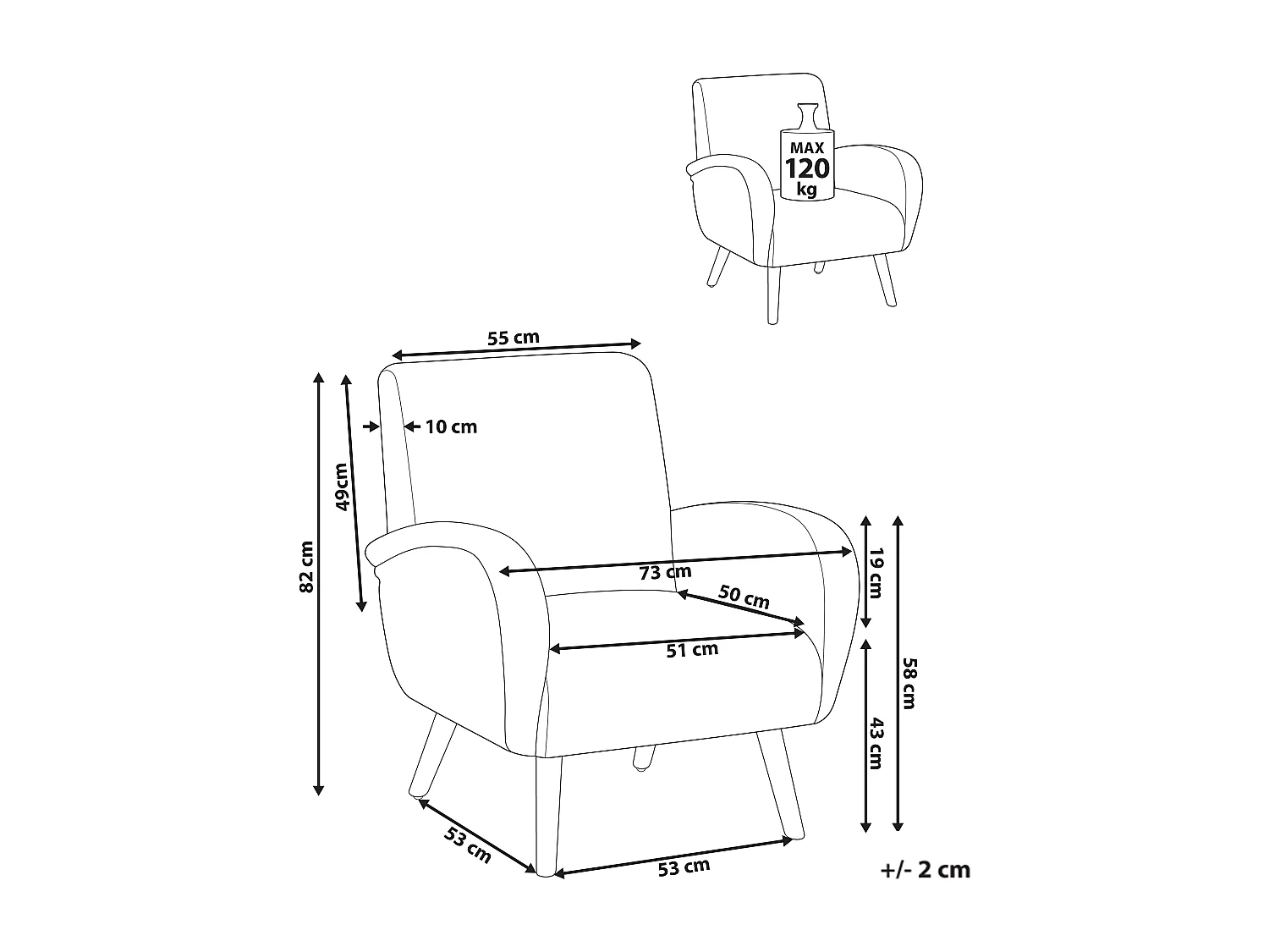 Fauteuil PLASSEN Tissu Beige clair