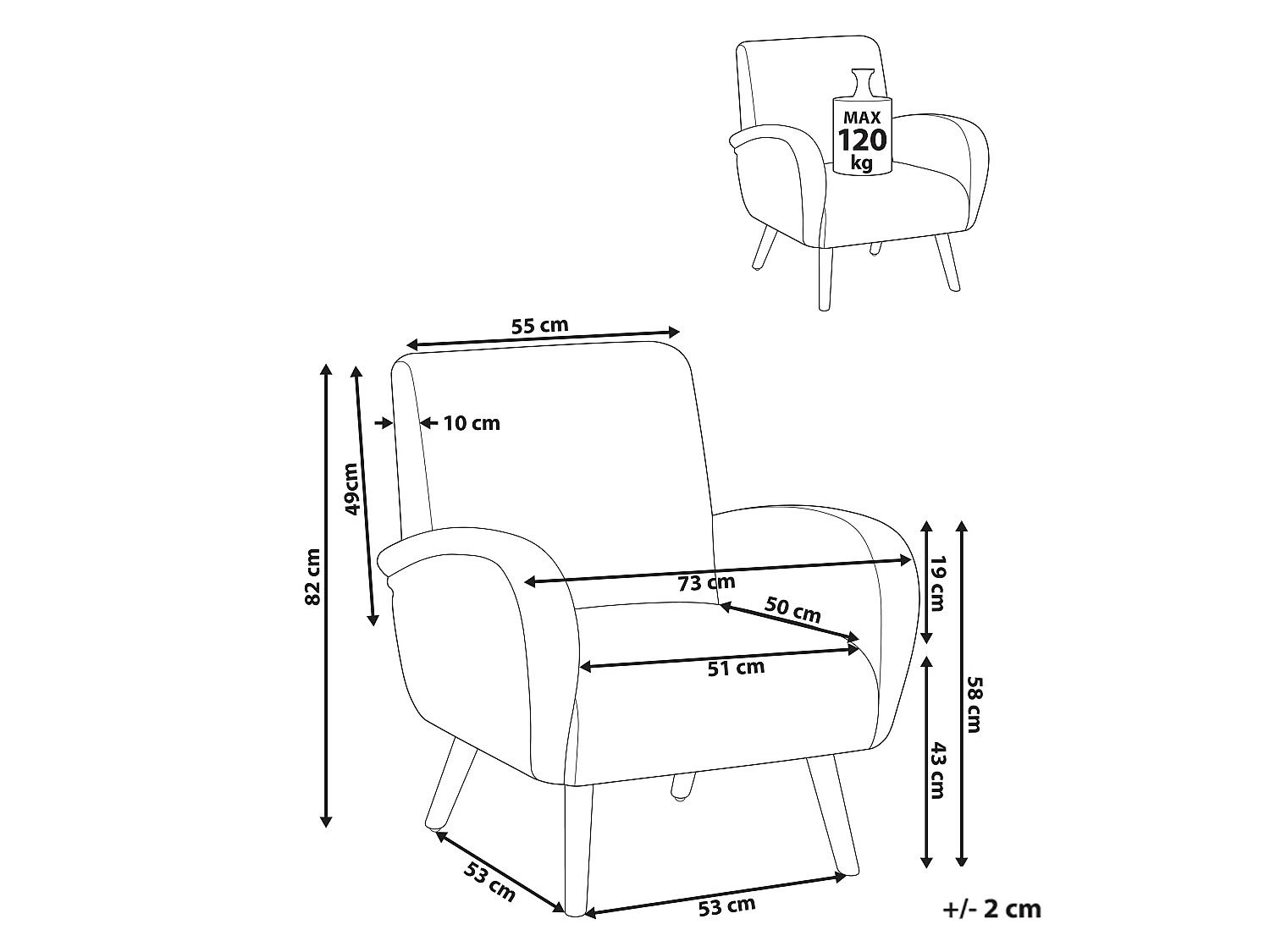 Armchair PLASSEN Fabric Light Beige